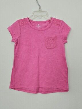 Girls Pink Top w Lace Detail Tee 5T Tshirt